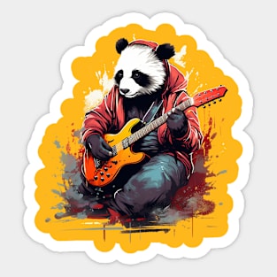 panda play guitar Sticker